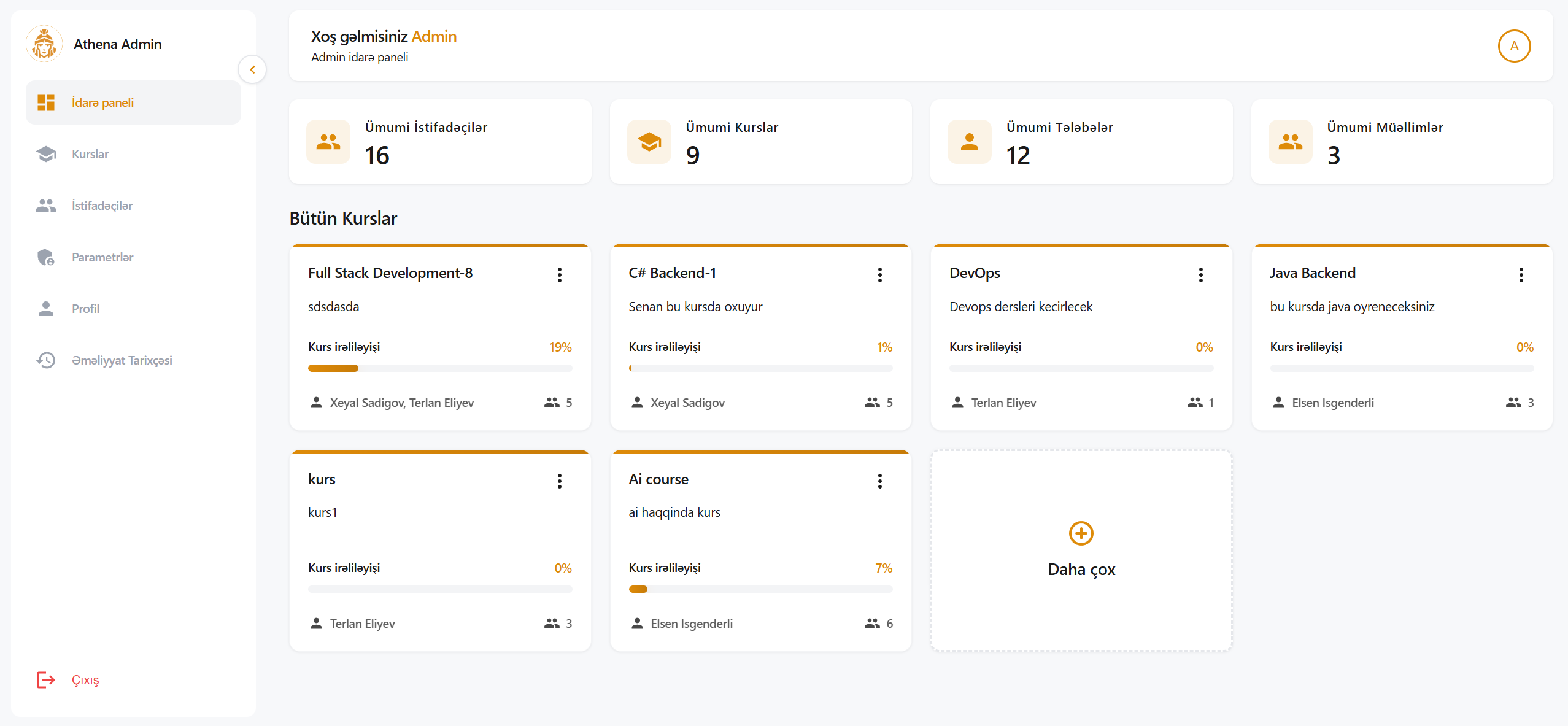 Athena LMS Admin Dashboard